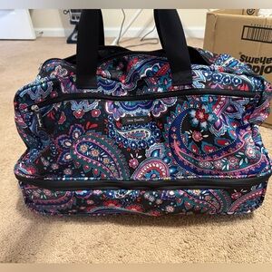 Vera Bradley Black Paisley Duffel with Pink, Blue & Teal Accents